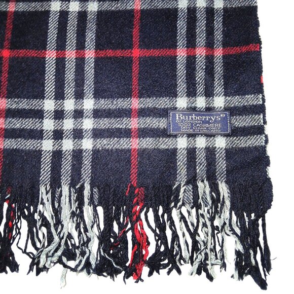 Vintage Burberry Black Red Gray Plaid Fall Winter Luxury Outdoor Scarf Scarves - Picture 3 of 4
